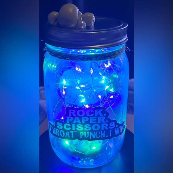 ❌RESERVED❌SKULL “ADULT HUMOR” PURPLE/GREEN LED LIGHTS SKULL DECOR JAR/HANDMADE - Picture 6 of 14